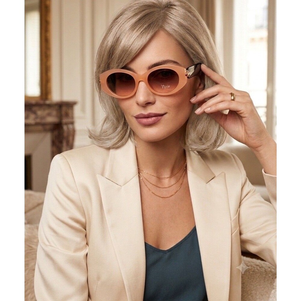 Bob Mackie Sunglasses Oval Orange Frame Brown Legs Retro Glam 100 UV Protection